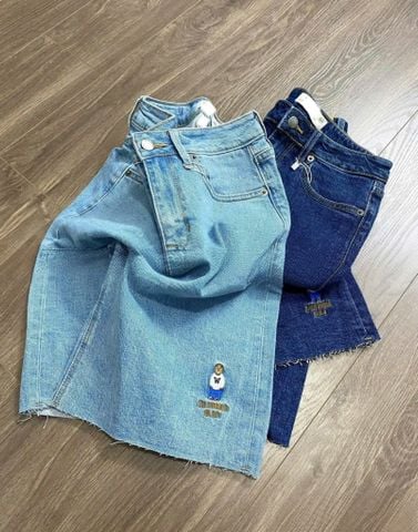 VGU9807 QUẦN JEAN NGỐ THÊU GẤU (ĐẬM)