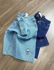 VGU9807 QUẦN JEAN NGỐ THÊU GẤU (ĐẬM)