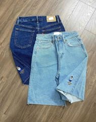 VGU9807 QUẦN JEAN NGỐ THÊU GẤU (ĐẬM)