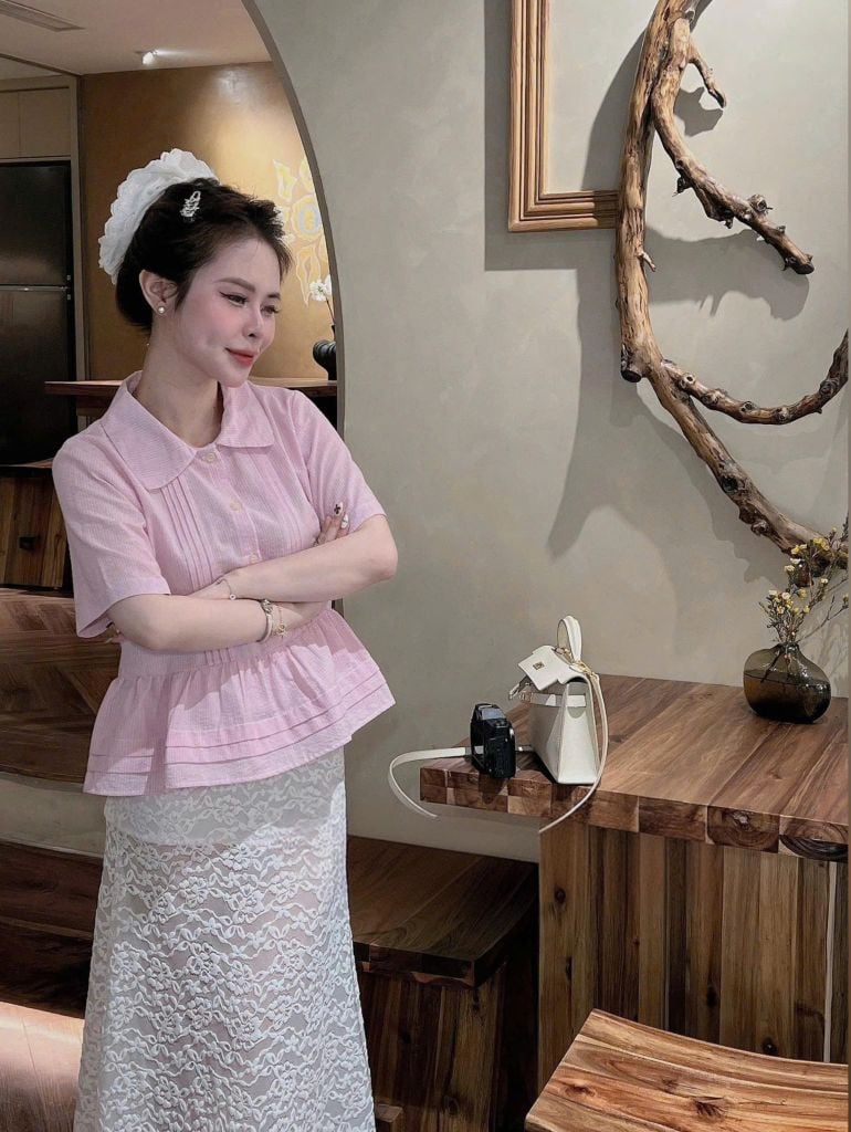 VRA0502 - Áo Sơ Mi Kiểu Baby Doll Hồng (Áo lẻ)
