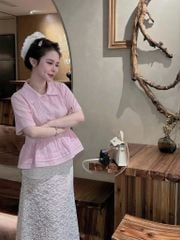 VRA0502 - Áo Sơ Mi Kiểu Baby Doll Hồng (Áo lẻ)