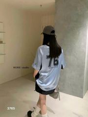 LEN1791 ÁO THUN QC CỔ V IN CHỮ (XANH)