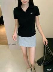 LEN1809 ÁO THUN CỔ POLO THÊU CHỮ (ĐEN)