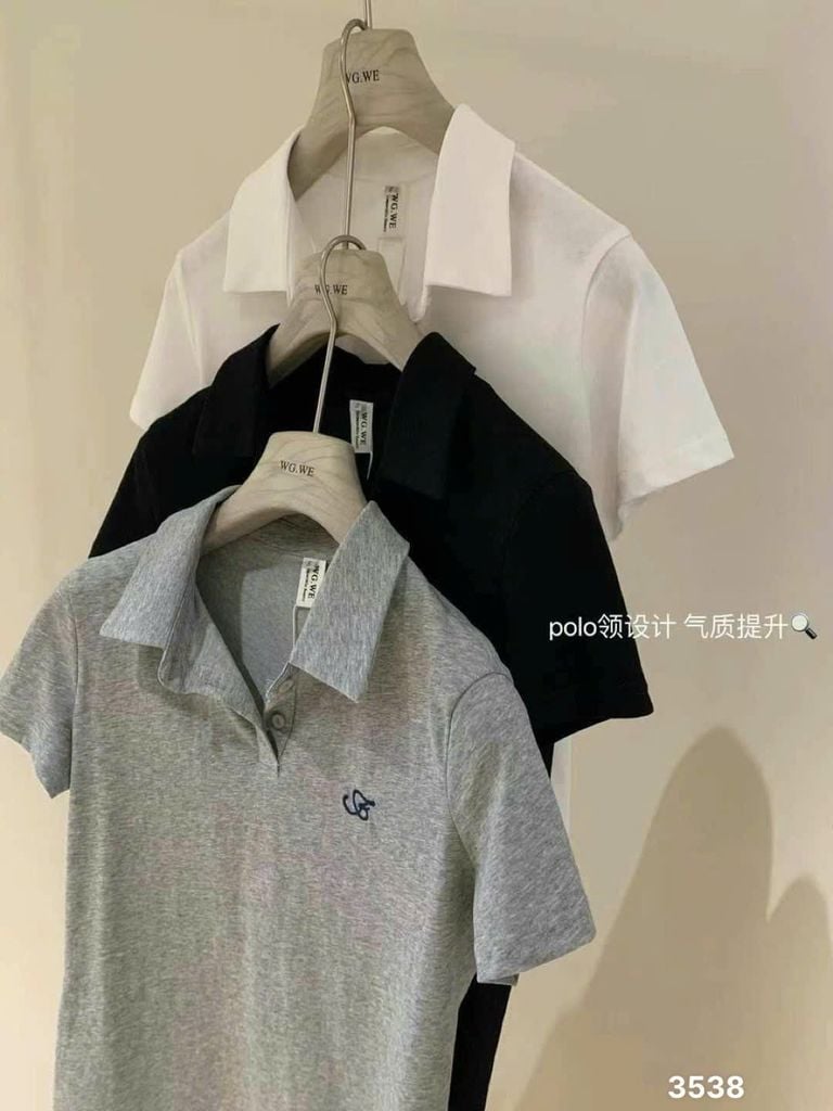 LEN1808 ÁO THUN CỔ POLO THÊU CHỮ (TRẮNG)