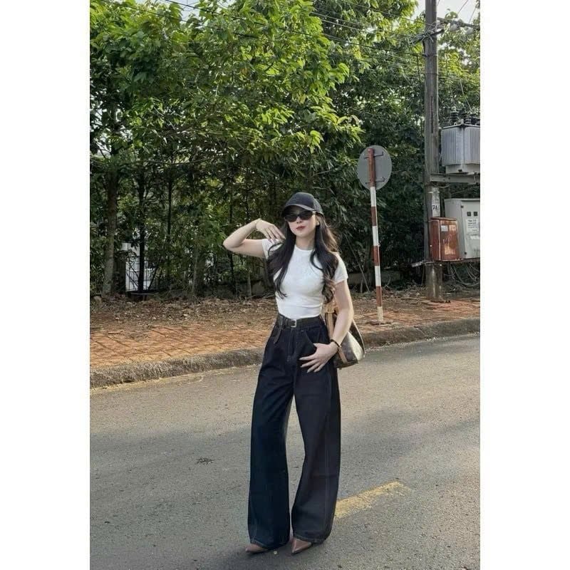 LEN1843 QUẦN JEAN QC + NỊT DA (ĐẬM)