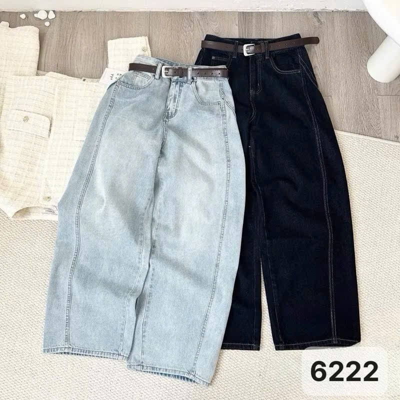 LEN1843 QUẦN JEAN QC + NỊT DA (ĐẬM)