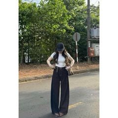 LEN1843 QUẦN JEAN QC + NỊT DA (ĐẬM)