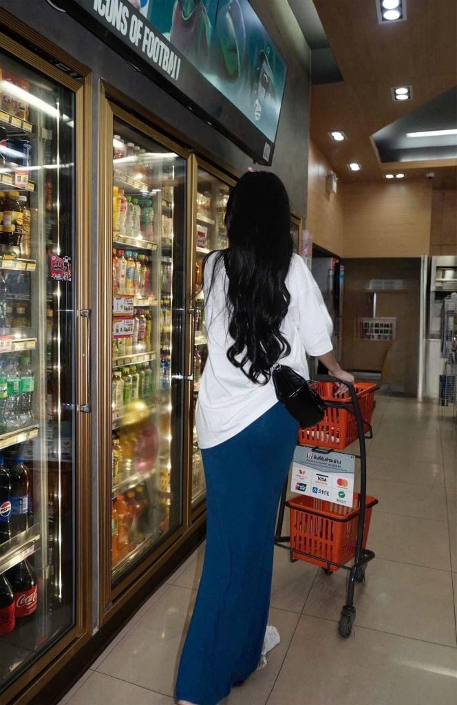 SKY7942-Set áo thun trắng in hình, CV dài Xanh