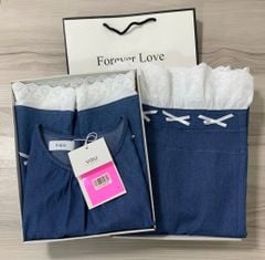 VGU9862 SET JEAN VIỀN REN KẾT NƠ, QUẦN DÀI