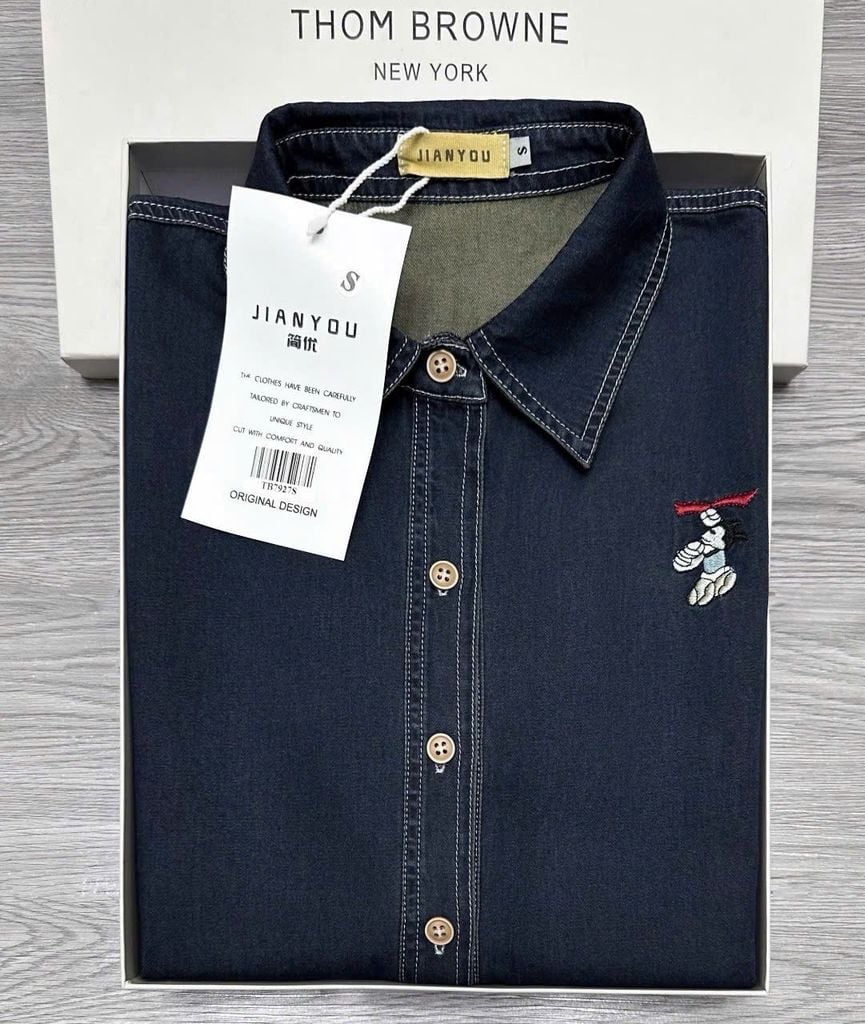 TB7927 ÁO SƠMI JEAN THÊU (XANH ĐẬM)