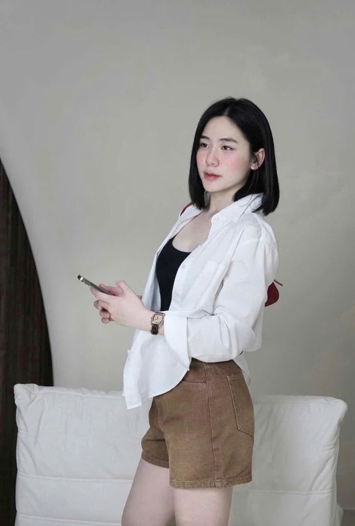 VGU9888-Quần short Jean Nâu (quần lẻ -ko kèm nịt)