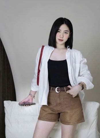 VGU9888-Quần short Jean Nâu (quần lẻ -ko kèm nịt)