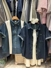 LEN1992 SƠMI JEAN QC THÊU CHỮ (NHẠT)