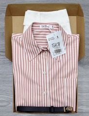 SKY7920 - Set Sơ Mi Sọc Hồng + Quần Short Trắng - Kèm Nịt