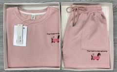 KS0531 - Set Thun Lạnh Hình Thêu Puppy Màu Hồng