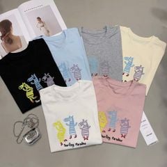 LEN2204 ÁO THUN QC THÊU 3 CHÚ NGỰA (XANH)