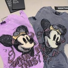 LEN2207 ÁO THUN MICKEY 89 KẾT CƯỜM (XÁM)