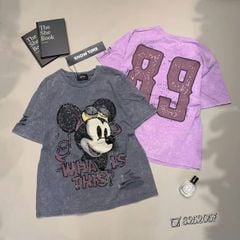 LEN2207 ÁO THUN MICKEY 89 KẾT CƯỜM (XÁM)