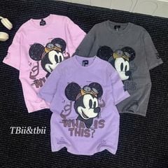 LEN2207 ÁO THUN MICKEY 89 KẾT CƯỜM (XÁM)