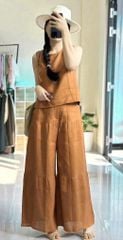VGU9907 SET ÁO CỘC TAY QUẦN DÀI (CAM)