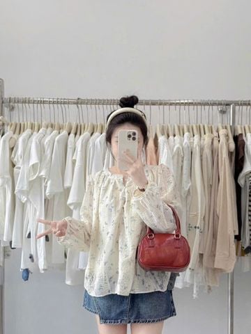 TB7959 ÁO XÔ THÊU HOA NHÍ (XANH)