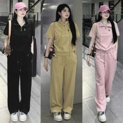TB7998 SET THỂ THAO THÊU NGỰA, QUẦN DÀI (ĐEN)