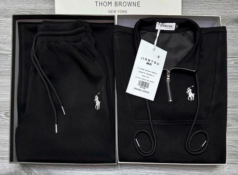 TB7998 SET THỂ THAO THÊU NGỰA, QUẦN DÀI (ĐEN)