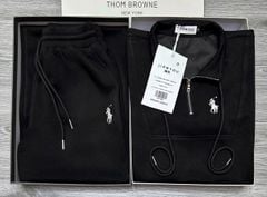 TB7998 SET THỂ THAO THÊU NGỰA, QUẦN DÀI (ĐEN)