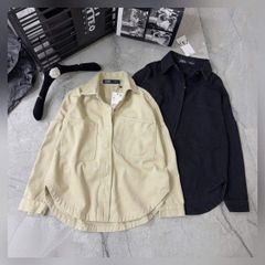 VGU9944-Áo sơ mi jean phối túi Đen (áo lẻ)