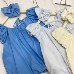 LEN2267 ÁO BÍ THẮT NƠ + CỘT TÓC (VÀNG)
