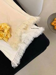 LEN2277 ÁO THUN NƠ PHỐI CHÂN REN (KEM)