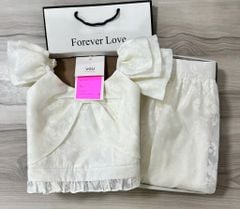 VGU9965 SET ÁO REN HOA TAY CÁNH TIÊN, CV DÀI