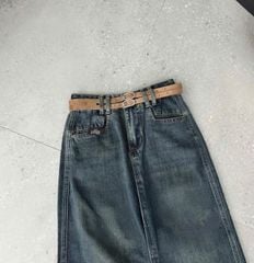 TB8019-Chân váy Jean dài Xanh Đậm (ko kèm nịt)