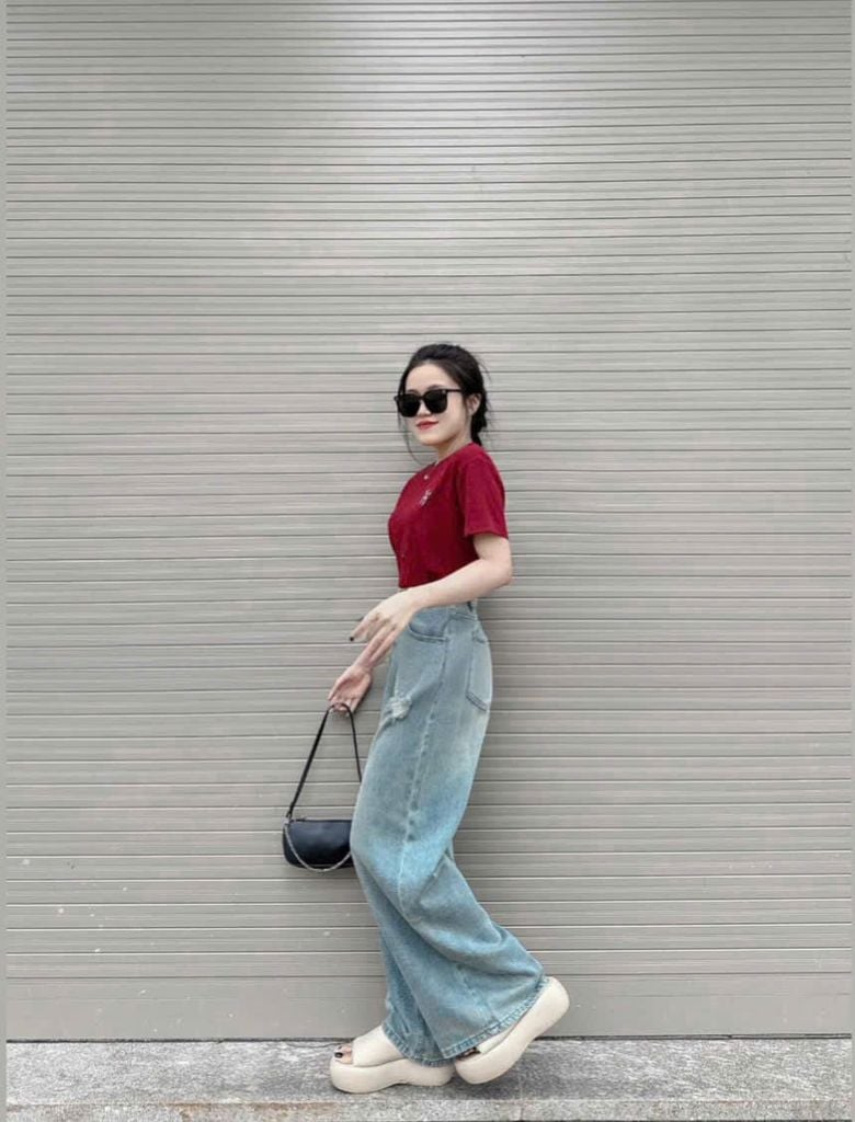 VGU9956-Quần jean dài rách gối Xanh Đậm (quần lẻ)