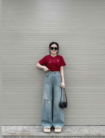 VGU9957-Quần jean dài rách gối Xanh (quần lẻ)