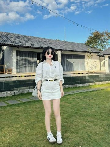 VGU9974 - Set Áo Sơ Mi - Chân Váy Trắng thêu Logo