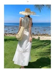 VGU9969 - Đầm Kiểu Form Dài Trắng