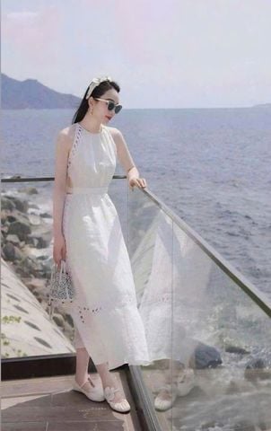 VGU9969 - Đầm Kiểu Form Dài Trắng