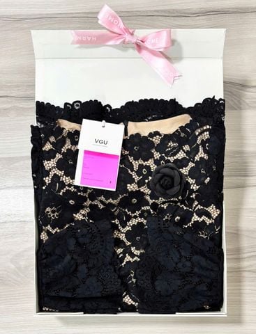VGU9971 - Đầm Ren Tay Loe Màu Đen + Kèm Tag Hoa