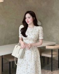 TQ1766 - Đầm Hoa Kem Hồng (ko kèm nịt)