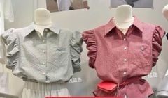 LEN2362 SƠMI TAY BÈO TÚI ĐÍNH TAG (XANH)