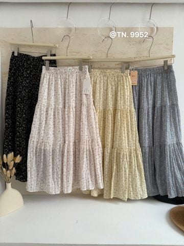LEN2327 CHÂN VÁY HOA TẦNG QC (VÀNG)
