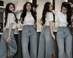 LEN2343 ÁO POLO CỔ VIỀN REN TAG MIU (TRẮNG)