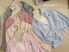 LEN2494 SET SƠMI SỌC XOẮN EO + ÁO 3LỖ + DÂY CỔ (VÀNG)