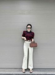 VGU0010-Quần Jean ống loe xẻ gấu Đen (quần lẻ-ko nịt)