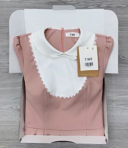 KS0576-Đầm phối cổ viền ren Hồng