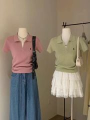LEN2531-Áo len WGWE cổ V thêu ngựa Xanh Đen