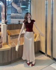 KS0581-Chân váy Lụa màu Kem (CV lẻ)