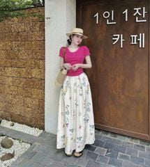 KS0587-Set áo thun body, CV dài in hoa