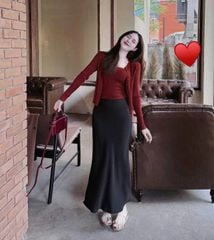 KS0581-Chân váy Lụa màu Kem (CV lẻ)